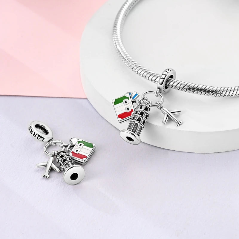 Original Charms Bead 925 Sterling Silver Paris Tower Car Map Castle Travel Charms Fit Pendant Bracelets Women DIY Jewelry Making