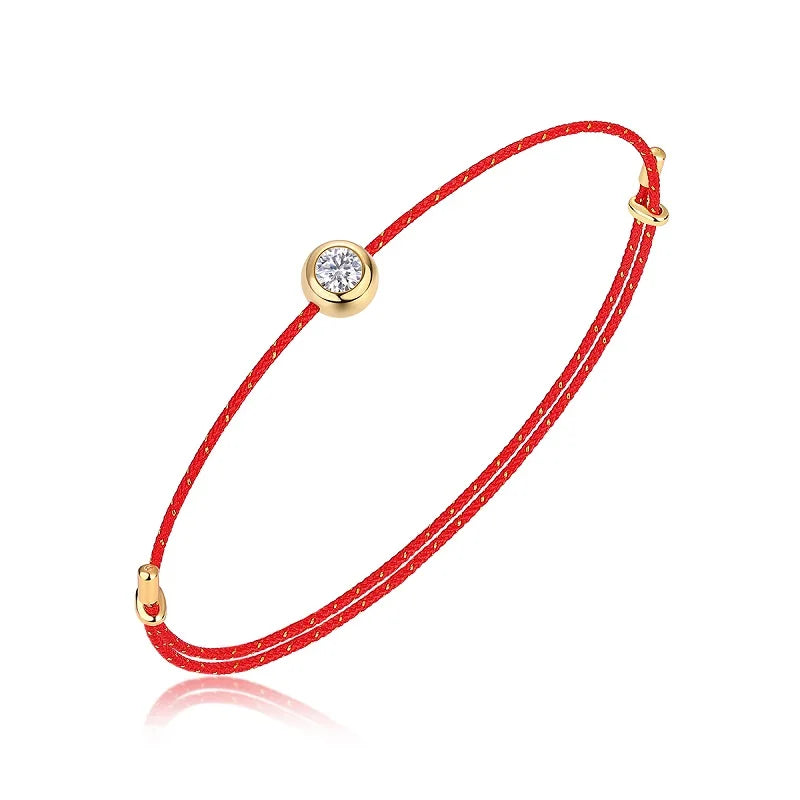 JIUZUAN D Color VVS1 Moissanite Bracelet, GRA Certified, 0.3Ct Lab Diamond, Adjustable Cord in 6 Colors, Elegant Jewelry for Wom