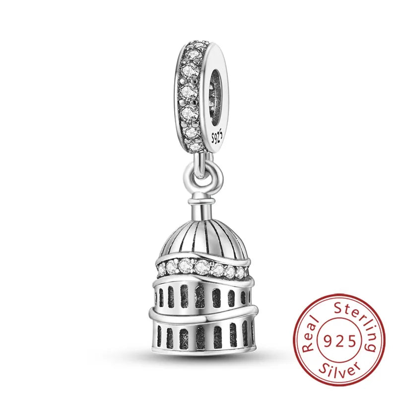 Original Charms Bead 925 Sterling Silver Paris Tower Car Map Castle Travel Charms Fit Pendant Bracelets Women DIY Jewelry Making