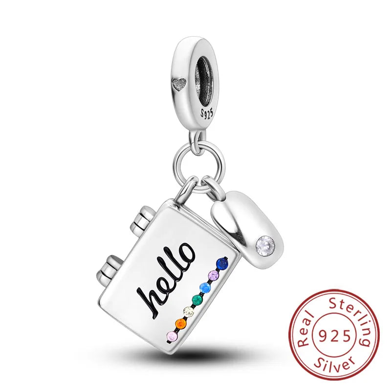 Fit Original 925 Sterling Silver Charms Beads Wine Glass Coffee Cup Charms Pendant For Women Bracelet Charms DIY Jewelry Gift