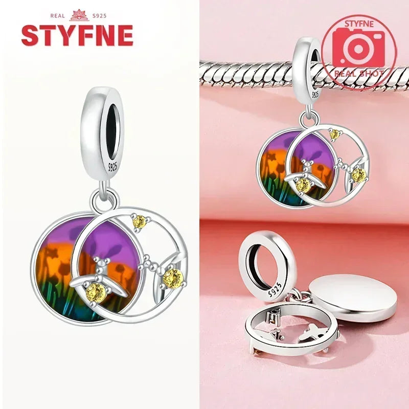 S925 Silver Glow-in-the-dark Firefly Charm Pendant Fit Original Charms Bracelet Gift Beads for Women Diy Fine Jewelry Gifts