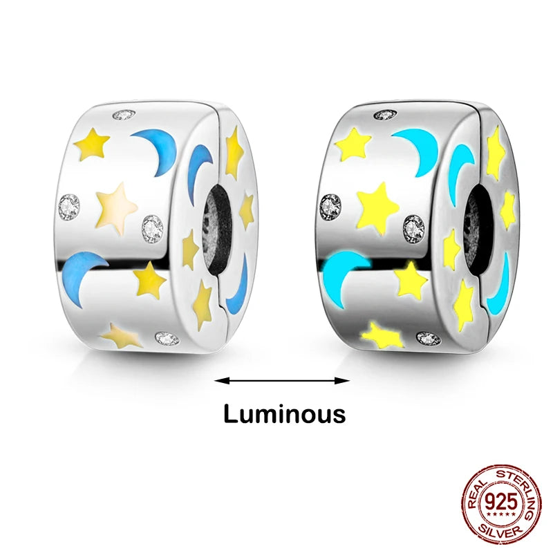 Hot Sale silver-plated Glow in the dark Firefly Honeybee Star Charms Beads Fit Qikaola Original Bracelets Fine DIY Jewelry Gift