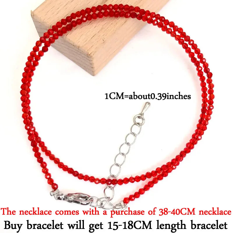 Small Natural Stone Bead Necklace Bracelet for Women,Zircon tourmaline pearl Necklace with , Reki Clavicle Chain, Choker, 2-3mm