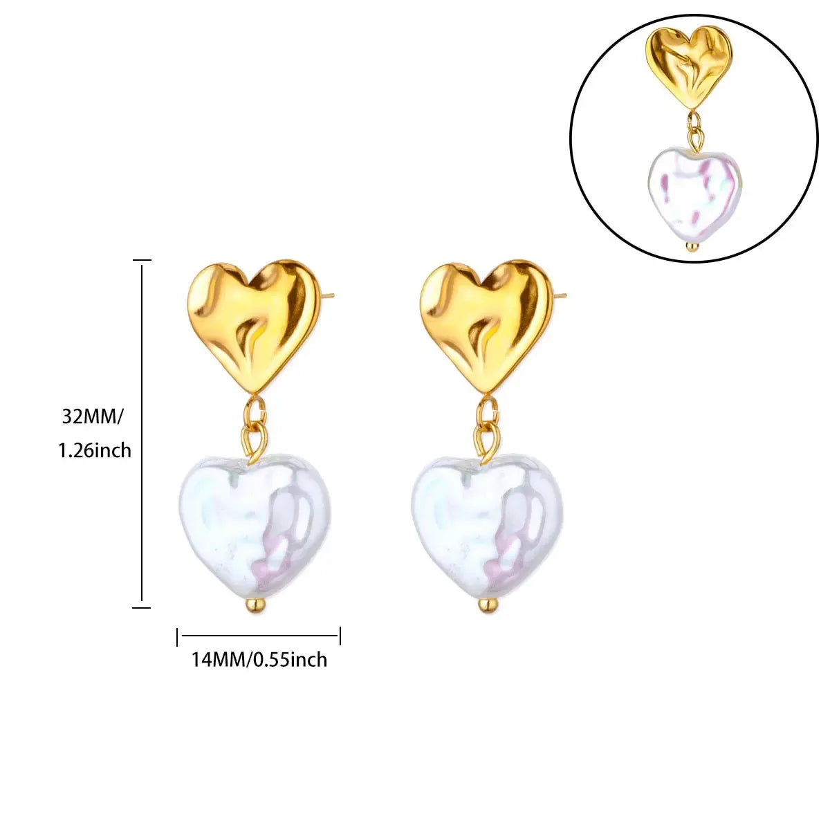 Hollow Zircon Heart Earrings For Women Stainless Steel Gold Color Heart Earring Luxury Wedding Couple Jewelry Gift Free Shipping