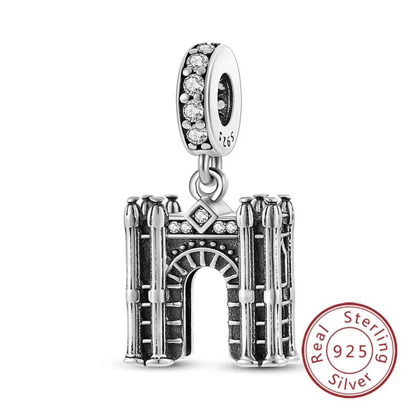 Original Charms Bead 925 Sterling Silver Paris Tower Car Map Castle Travel Charms Fit Pendant Bracelets Women DIY Jewelry Making