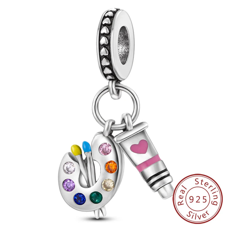 Fit Original 925 Sterling Silver Charms Beads Wine Glass Coffee Cup Charms Pendant For Women Bracelet Charms DIY Jewelry Gift