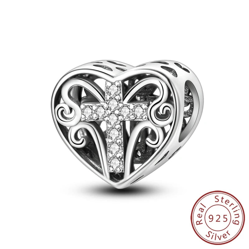 New 925 Silver Dream Charms Baeds Angel Devil's Eye Fatima's Hand Cross Charms Pendant Fit Original Bracelet Women Jewelry Gift