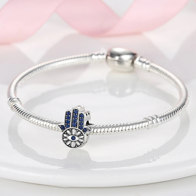 New 925 Silver Dream Charms Baeds Angel Devil's Eye Fatima's Hand Cross Charms Pendant Fit Original Bracelet Women Jewelry Gift