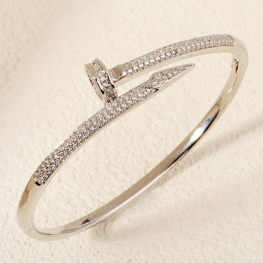 Jóias femininas pulseiras de unhas na moda pulseira de parafuso de zircão para mulheres festa diária jóias festivas