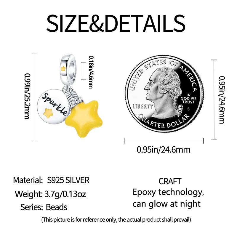 Hot Sale silver-plated Glow in the dark Firefly Honeybee Star Charms Beads Fit Qikaola Original Bracelets Fine DIY Jewelry Gift