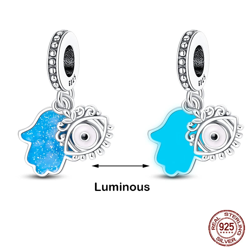 Hot Sale silver-plated Glow in the dark Firefly Honeybee Star Charms Beads Fit Qikaola Original Bracelets Fine DIY Jewelry Gift