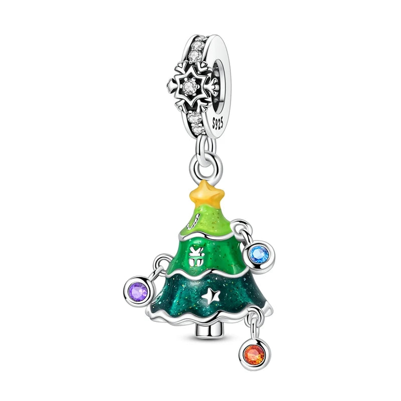 Christmas Charm Bead Pendant 925 Sterling Silver Christmas Elk Snowman Santa Claus Charm Fit Original Bracelet Women DIY Jewelry