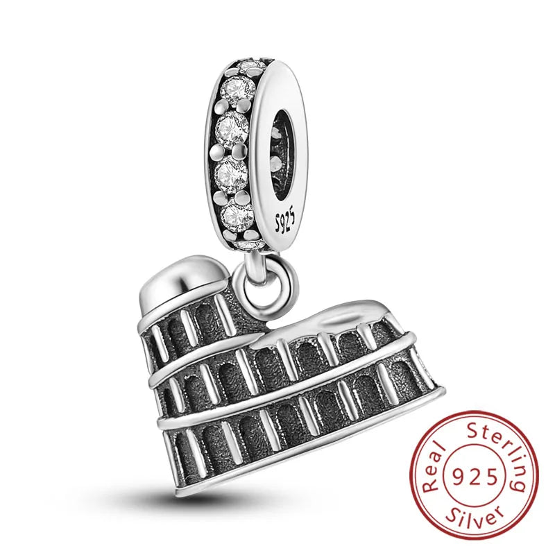 Original Charms Bead 925 Sterling Silver Paris Tower Car Map Castle Travel Charms Fit Pendant Bracelets Women DIY Jewelry Making