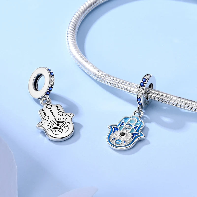 New 925 Silver Dream Charms Baeds Angel Devil's Eye Fatima's Hand Cross Charms Pendant Fit Original Bracelet Women Jewelry Gift