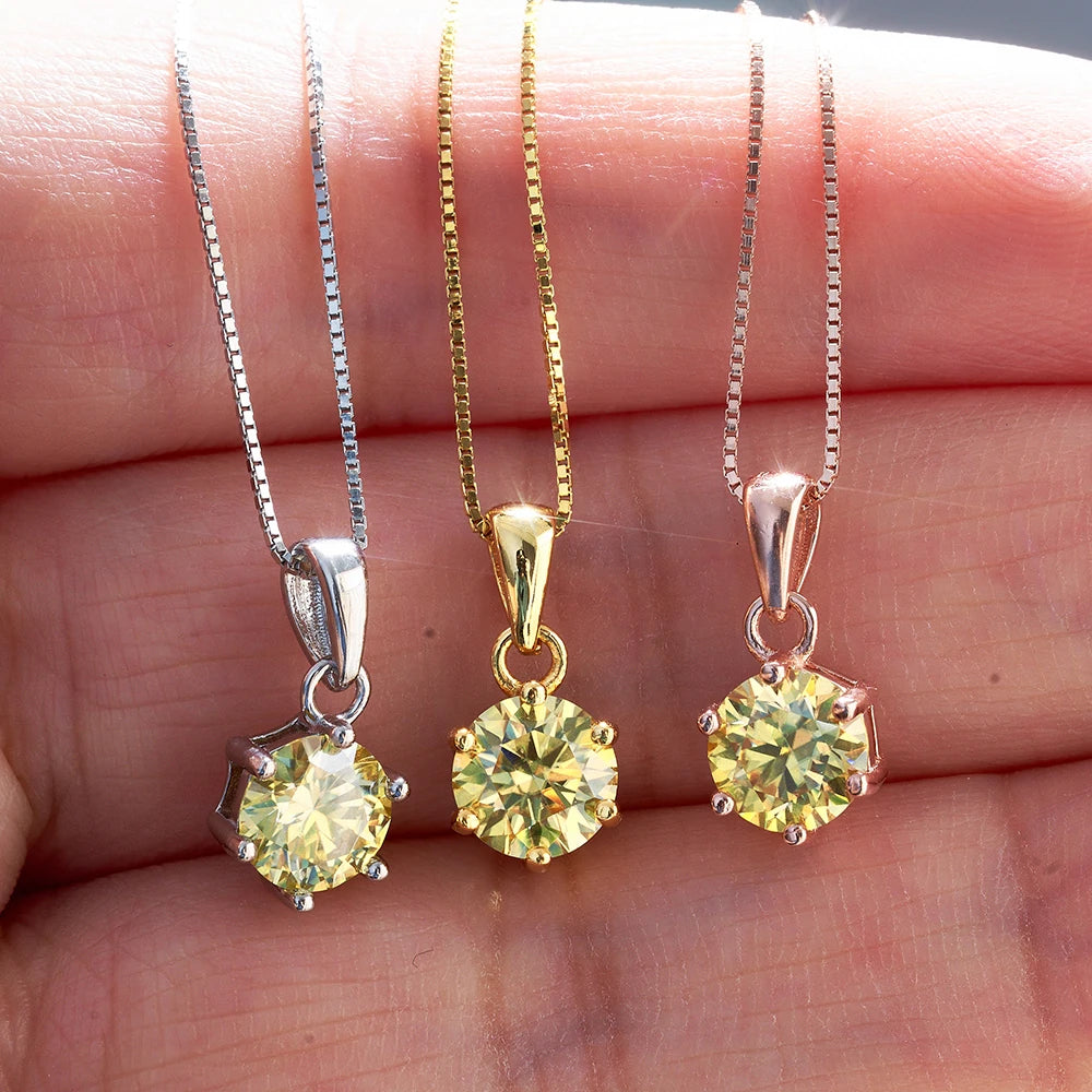 JoyceJelly 1 CT Real Moissanite Pendant Necklace For Women Royal Blue Color Moissanite 925 Sterling Silver Wedding Fine Jewelry