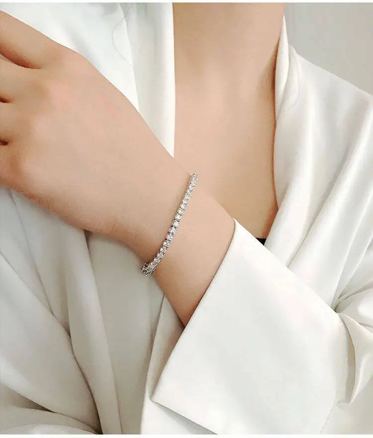 TY 3mm 4mm Moissanite Tennis Bracelet 925 Sterling Silver Full Dia Sier Plated Wedding Party Jewelry Bracelets For Women Man