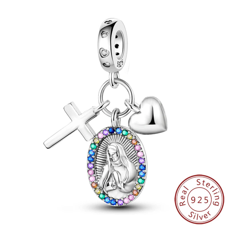 New 925 Silver Dream Charms Baeds Angel Devil's Eye Fatima's Hand Cross Charms Pendant Fit Original Bracelet Women Jewelry Gift