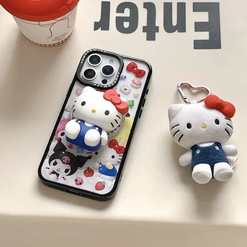 Magnetic Holder Magsafe Wireless Charge Phone Case For iPhone 16 15 14 13 12 11 Pro Max Sanrio Hello Kitty Kuromi Melody Cover