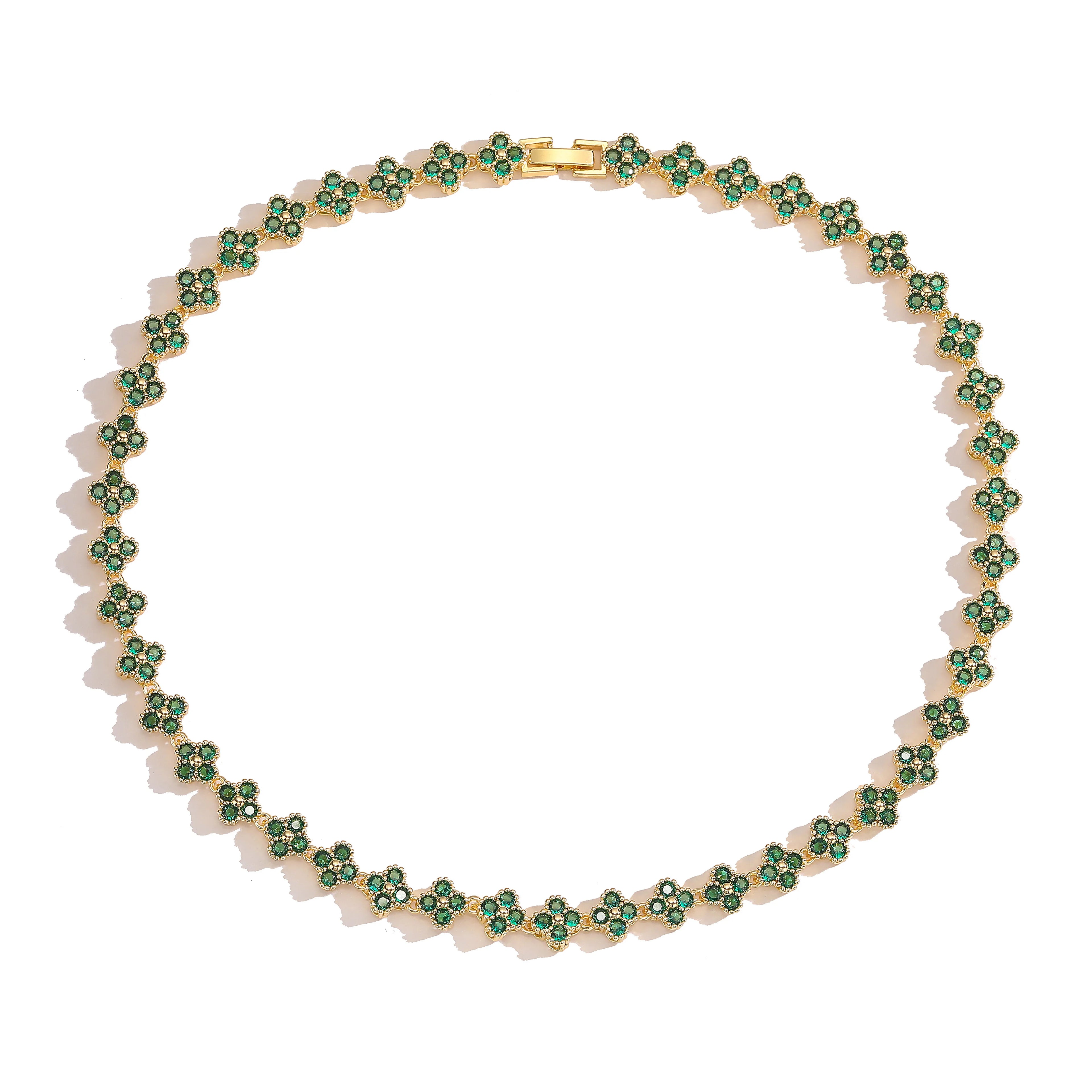 HECHENG,AAAAA Brass 18K gold-plated Flower Necklace Bracelet Jewelry Set ，for Christmas gift for women and best friend