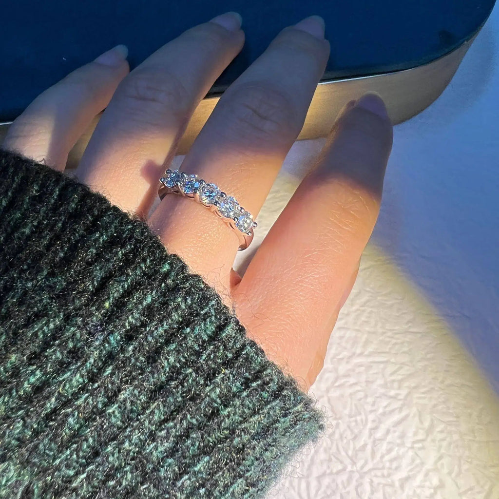 TY White Gold D Color 4mm Moissanite Ring For Women 925 Silver 1.5CT Stone Match Dia Wedding Band Bride S Sterling Sier GRA