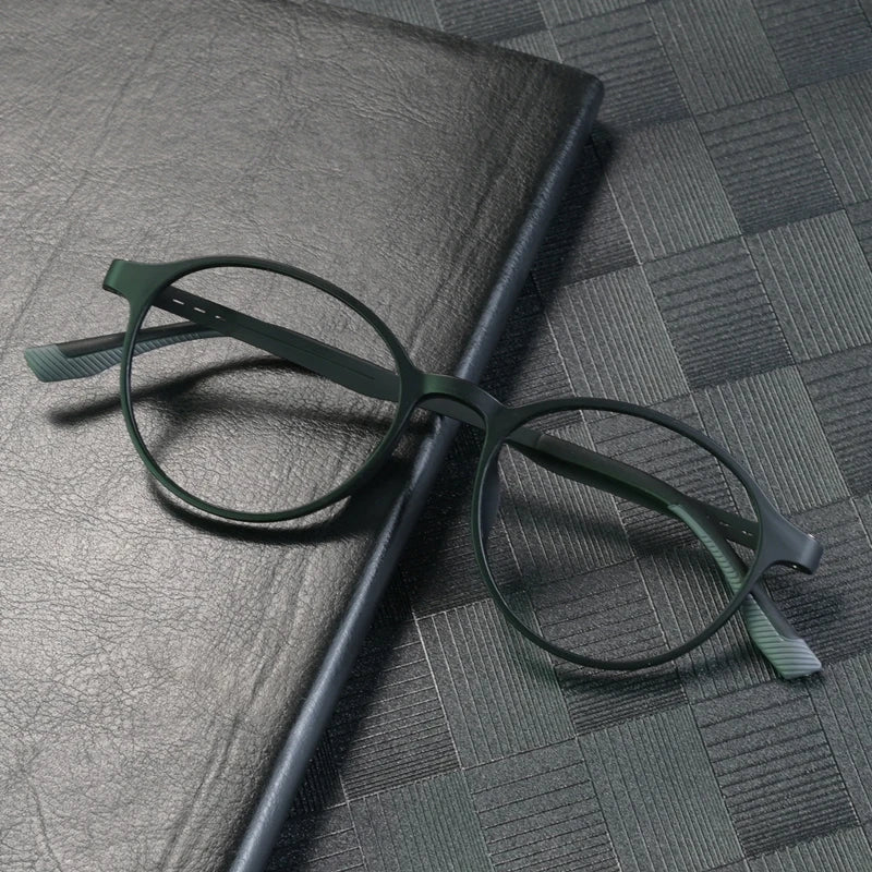 KOCOLIOR New Rubber Titanium Anti Blue Light Reading Glasses Customized Optical Round Frame Presbyopia Glasses for Men and Women