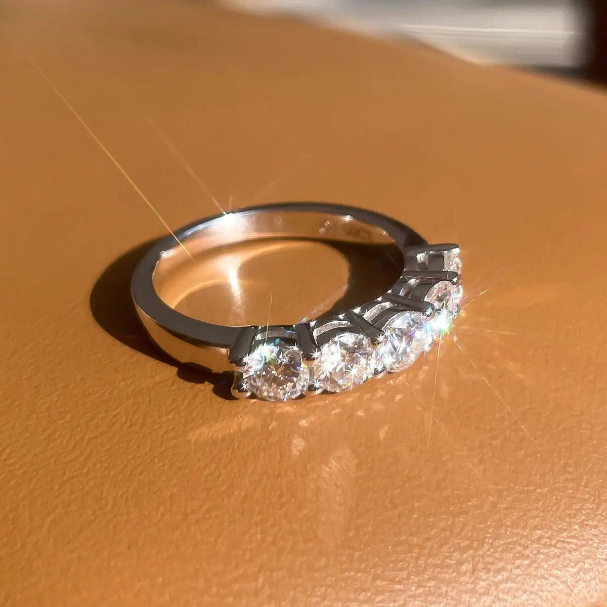 TY White Gold D Color 4mm Moissanite Ring For Women 925 Silver 1.5CT Stone Match Dia Wedding Band Bride S Sterling Sier GRA