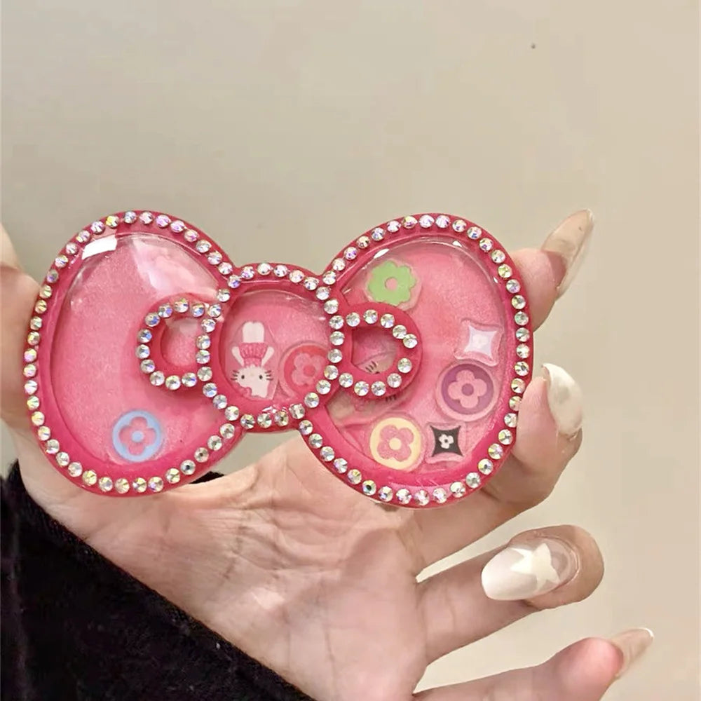 Korean INS New Hellokitty Flash drill Big bow Phone Case For iPhone 13 14 15 16 Pro Max Funda with stand cute shock-proof cover