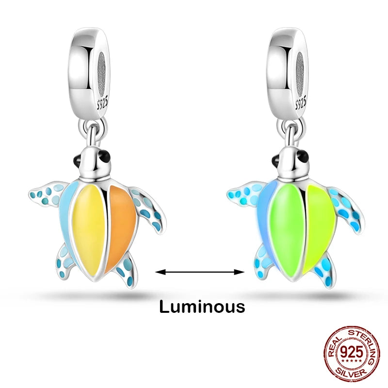 Hot Sale silver-plated Glow in the dark Firefly Honeybee Star Charms Beads Fit Qikaola Original Bracelets Fine DIY Jewelry Gift