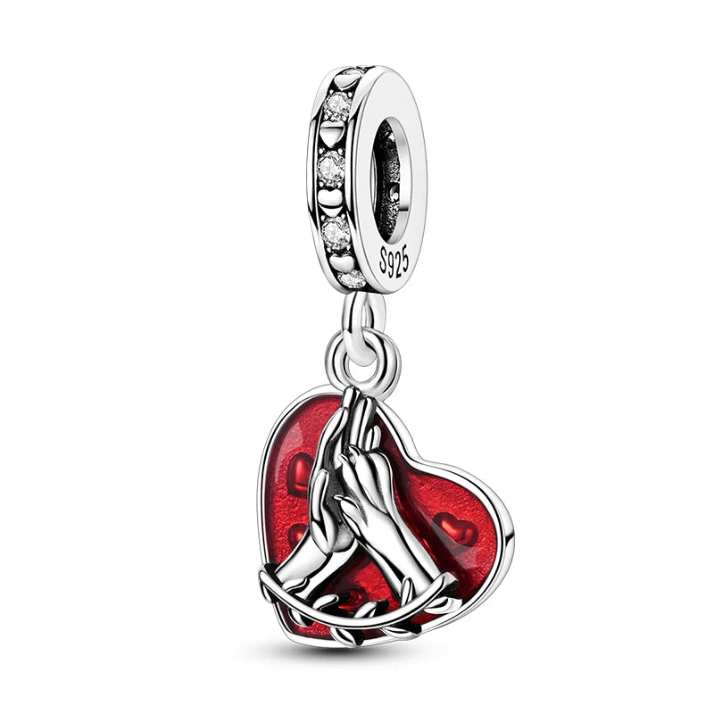 New 925 Sterling Silver Charms Bead Red Cherry Strawberry Love Heart Charm Fit Original Bracelet Pendant DIY Jewelry For Women
