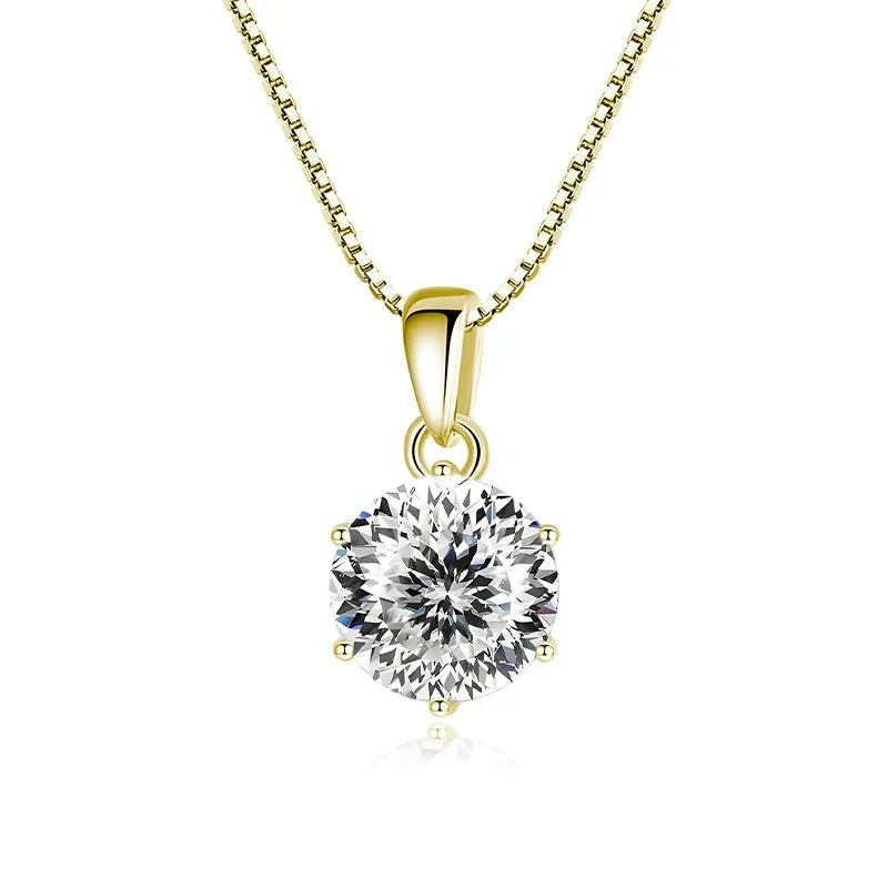 JoyceJelly 1 CT Real Moissanite Pendant Necklace For Women Royal Blue Color Moissanite 925 Sterling Silver Wedding Fine Jewelry