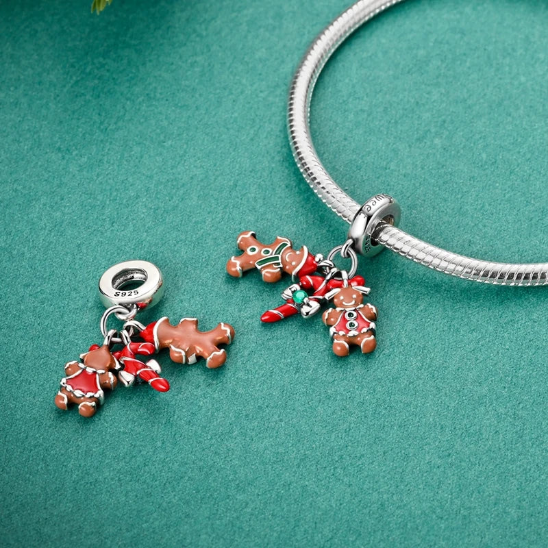 Christmas Charm Bead Pendant 925 Sterling Silver Christmas Elk Snowman Santa Claus Charm Fit Original Bracelet Women DIY Jewelry