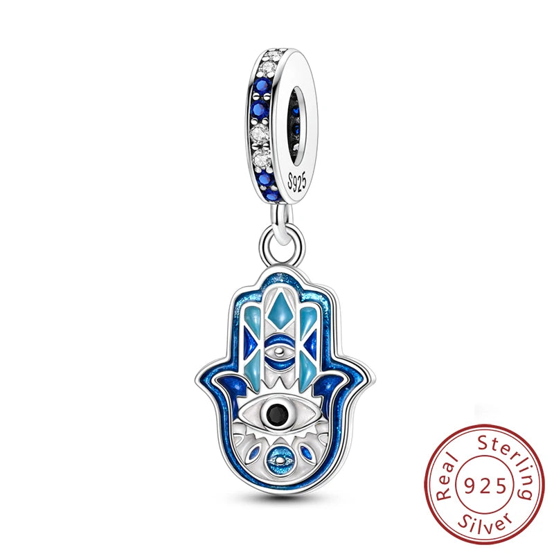 New 925 Silver Dream Charms Baeds Angel Devil's Eye Fatima's Hand Cross Charms Pendant Fit Original Bracelet Women Jewelry Gift