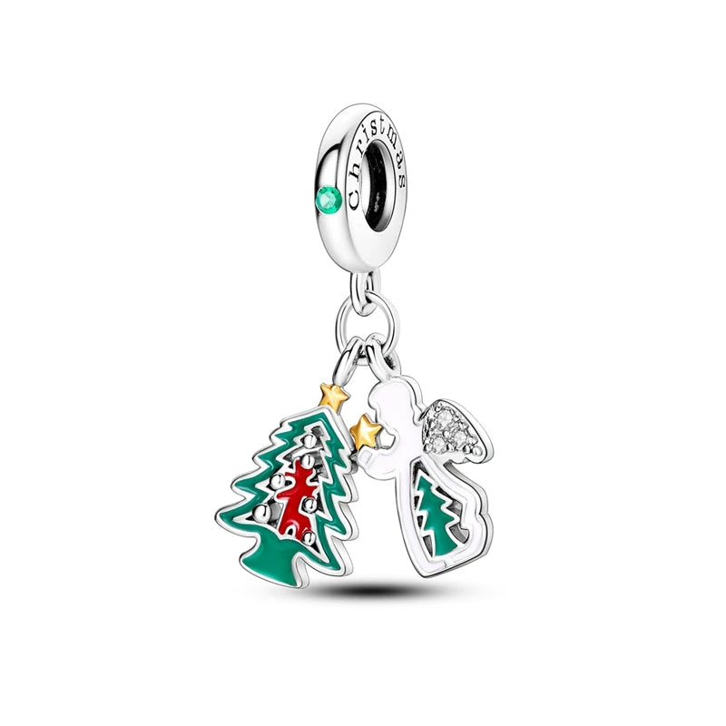 Christmas Charm Bead Pendant 925 Sterling Silver Christmas Elk Snowman Santa Claus Charm Fit Original Bracelet Women DIY Jewelry