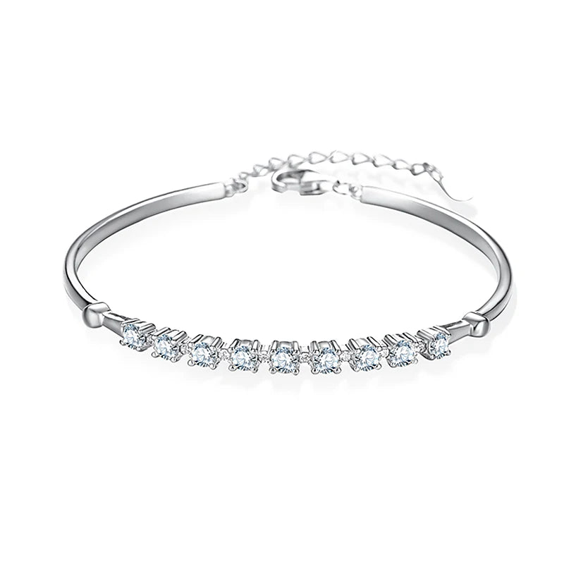 GRA Dazzling Certified Moissanite Diamond Dating Bracelet For Women Bangle Real 925 Sterling Silver Top Quality Fine Jewelry