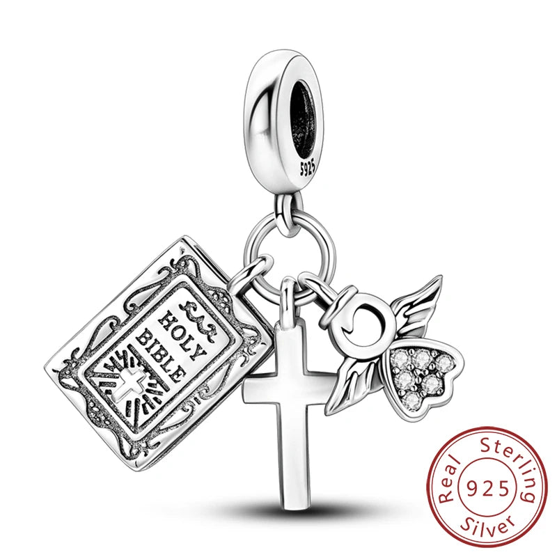 New 925 Silver Dream Charms Baeds Angel Devil's Eye Fatima's Hand Cross Charms Pendant Fit Original Bracelet Women Jewelry Gift