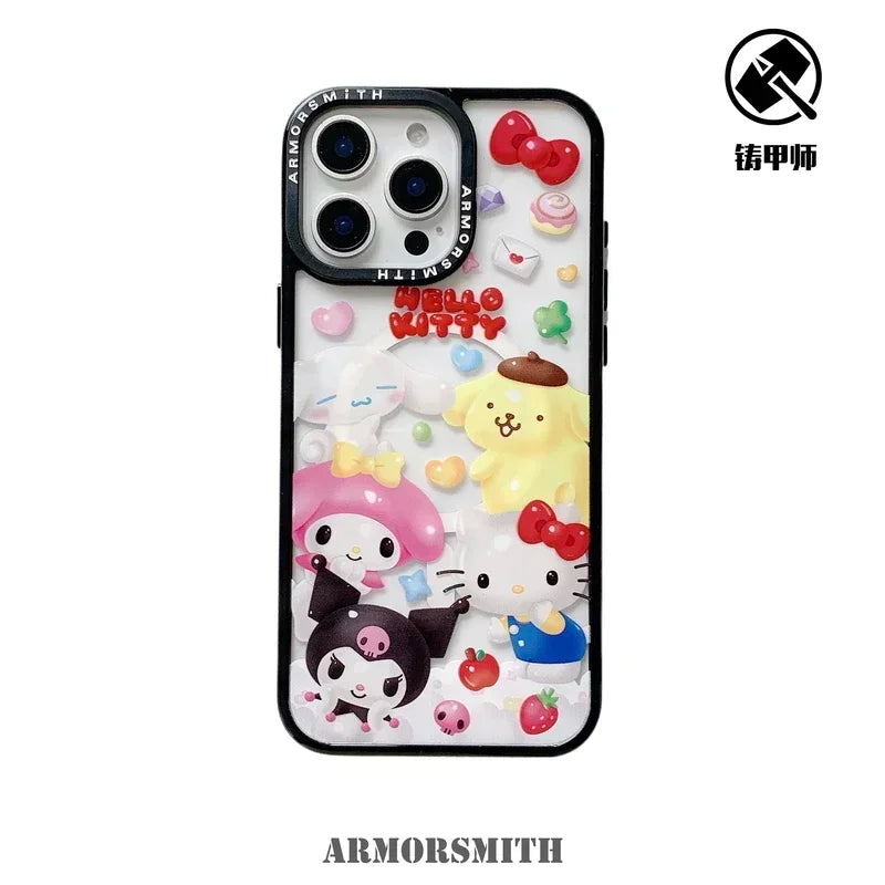 Magnetic Holder Magsafe Wireless Charge Phone Case For iPhone 16 15 14 13 12 11 Pro Max Sanrio Hello Kitty Kuromi Melody Cover