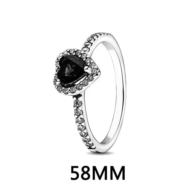 New 925 sterling silver heart-shaped pink ring necklace earring set luxurious sparkling charm jewelry fashion wedding gift